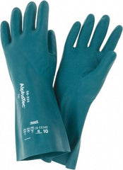 Ansell - Size XL (10), 15" Long, 17 mil Thick, Supported, Nitrile Chemical Resistant Gloves - Smooth Finish, Foam Lined, Green - Americas Tooling