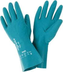 Ansell - Size L (9), 12" Long, 12 mil Thick, Supported, Nitrile Chemical Resistant Gloves - Smooth Finish, Foam Lined, Green - Americas Tooling