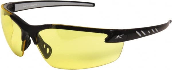 Edge Eyewear - Yellow Lenses, Frameless Safety Glasses - Anti-Fog, Scratch Resistant, Black Nylon Frame, Size Universal, Wrap Around - Americas Tooling