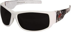 Edge Eyewear - Smoke Lenses, Framed Safety Glasses - Scratch Resistant, White Nylon Frame, Size Universal, Wrap Around - Americas Tooling