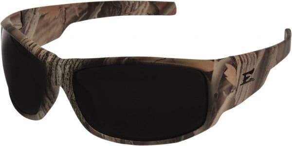 Edge Eyewear - Smoke Lenses, Framed Safety Glasses - Scratch Resistant, Camouflage Nylon Frame, Size Universal, Wrap Around - Americas Tooling