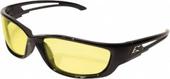 Edge Eyewear - Yellow Lenses, Framed Safety Glasses - Anti-Fog, Scratch Resistant, Black Nylon Frame, Size XL, Wrap Around - Americas Tooling