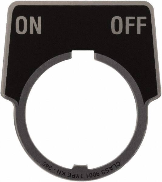 Schneider Electric - Aluminum Legend Plate - On-Off - Black Background, 30mm Hole Diameter, 1-3/4 Inch Wide - Americas Tooling