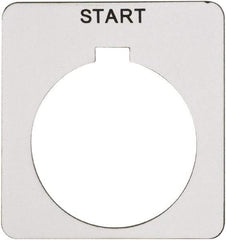 Schneider Electric - Square, Plastic Legend Plate - Start - White Background, Black Letters, 1.2 Inch Hole Diameter, 1-3/4 Inch Square - Americas Tooling