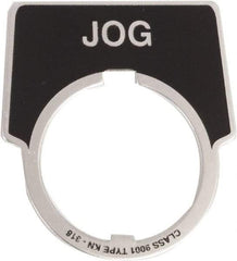 Schneider Electric - Aluminum Legend Plate - Jog - Black Background, 30mm Hole Diameter, 1-3/4 Inch Wide - Americas Tooling