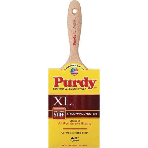 Purdy - 4" Flat Synthetic Trim Brush - 3-11/16" Bristle Length, 3-3/16" Wood Beavertail Handle - Americas Tooling