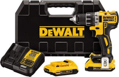 DeWALT - 20 Volt 1/2" Chuck Mid-Handle Cordless Drill - 0-500 & 0-2000 RPM, Keyless Chuck, Reversible, 2 Lithium-Ion Batteries Included - Americas Tooling