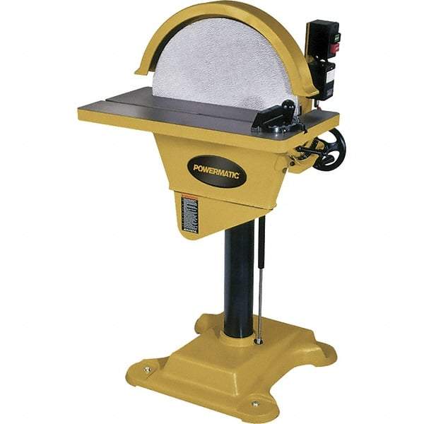 Jet - 20" Diam, 1,720 RPM, Single Phase Disc Sanding Machines - 10-1/2" Long Table x 27-1/2" Table Width, - Americas Tooling