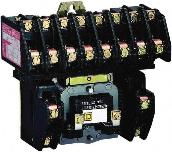 Square D - No Enclosure, 10 Pole, Electrically Held Lighting Contactor - 20 A (Tungsten), 30 A (Fluorescent), 220 VAC at 50 Hz, 240 VAC at 60 Hz, 10NO Contact Configuration - Americas Tooling