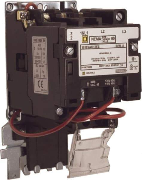 Square D - 110 Coil VAC at 50 Hz, 120 Coil VAC at 60 Hz, 9 Amp, Nonreversible Open Enclosure NEMA Motor Starter - 2 hp at 1 Phase - Americas Tooling