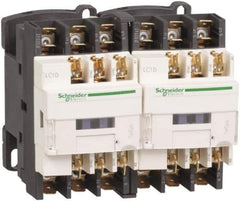 Schneider Electric - 3 Pole, 24 Coil VAC at 50/60 Hz, 12 Amp at 440 VAC, Reversible IEC Contactor - 1 Phase hp: 1 at 115 VAC, 2 at 230/240 VAC, 3 Phase hp: 10 at 575/600 VAC, 3 at 200/208 VAC, 3 at 230/240 VAC, 7.5 at 460/480 VAC - Americas Tooling