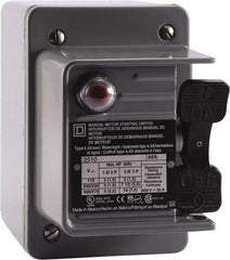 Square D - 2 Poles, 30 Amp, NEMA, Enclosed Toggle Manual Motor Starter - 1 hp at 90 VDC, 1-1/2 hp at 230 VDC, 2 hp at 115 VAC, 2 hp at 115 VDC, 2 hp at 230 VAC, 3 hp at 460 VAC & 3 hp at 575 VAC, CE, CSA, NEMA 4 & UL Listed - Americas Tooling