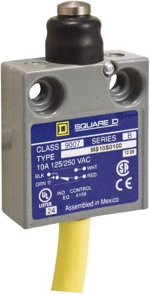 Square D - SPDT, NC/NO, 240 VAC, Prewired Terminal, Plunger Actuator, General Purpose Limit Switch - 1, 2, 4, 6, 6P NEMA Rating, IP67 IPR Rating, 80 Ounce Operating Force - Americas Tooling