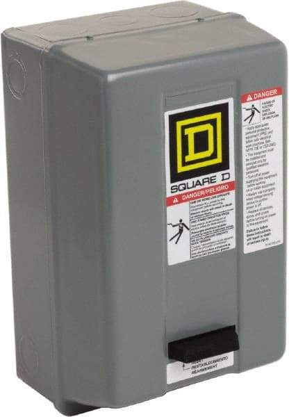 Square D - 220 Coil VAC at 50 Hz, 240 Coil VAC at 60 Hz, 27 Amp, NEMA Size 1, Nonreversible Enclosed Enclosure NEMA Motor Starter - 3 hp at 1 Phase, 1 Enclosure Rating - Americas Tooling