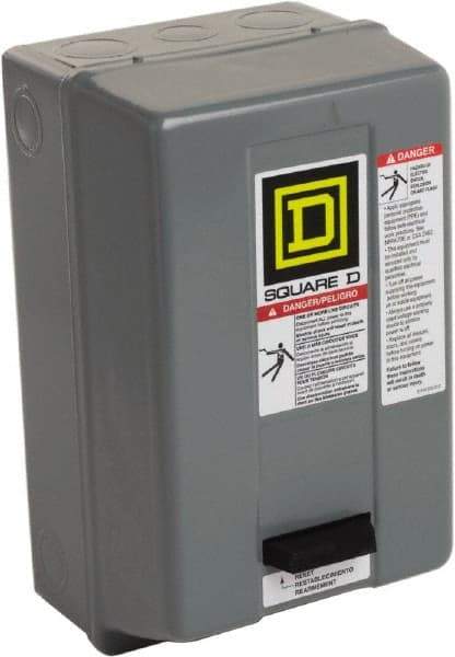 Square D - 110 Coil VAC at 50 Hz, 120 Coil VAC at 60 Hz, 27 Amp, NEMA Size 1, Nonreversible Enclosed Enclosure NEMA Motor Starter - 2 hp at 1 Phase, 1 Enclosure Rating - Americas Tooling