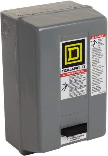 Square D - 110 Coil VAC at 50 Hz, 120 Coil VAC at 60 Hz, 9 Amp, Nonreversible Enclosed Enclosure NEMA Motor Starter - 1/3 hp at 1 Phase, 1 Enclosure Rating - Americas Tooling