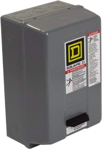 Square D - 600 Coil VAC, 27 Amp, NEMA Size 1, Enclosed Enclosure NEMA Motor Starter - 1 Phase hp: 7 1/2 at 200 Volt, 7 1/2 at 230 Volt, 3 Phase hp: 10 at 460 Volt, 10 at 575 Volt, 1 Enclosure Rating - Americas Tooling