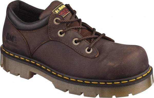 Dr. Martens - Unisex Size 7 Medium Width Steel Work Shoe - Brown, Leather Upper, PVC Outsole, 5" High, Hot Weather, Non-Slip, Electrostatic Dissipative (ESD) - Americas Tooling