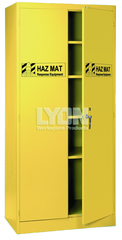 HazMat Cabinet - #5460HM - 36 x 24 x 78" - Setup with 4 shelves - Yellow only - Americas Tooling