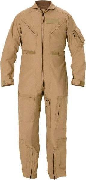 PROPPER - Size 52 Long, Tan, Zipper Front, Flame Resistant Coveralls - Nomex, Open Wrists and Ankles, 6 Pockets - Americas Tooling