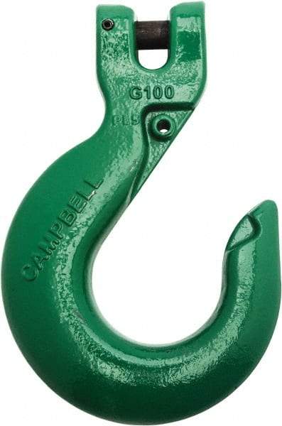 Campbell - 1/2" Chain Diam, 100 Chain Grade Clevis Hook - 15,000 Lb Capacity, 39/64" ID, 39/64" Pin Diam, 1-11/16" Hook Throat - Americas Tooling