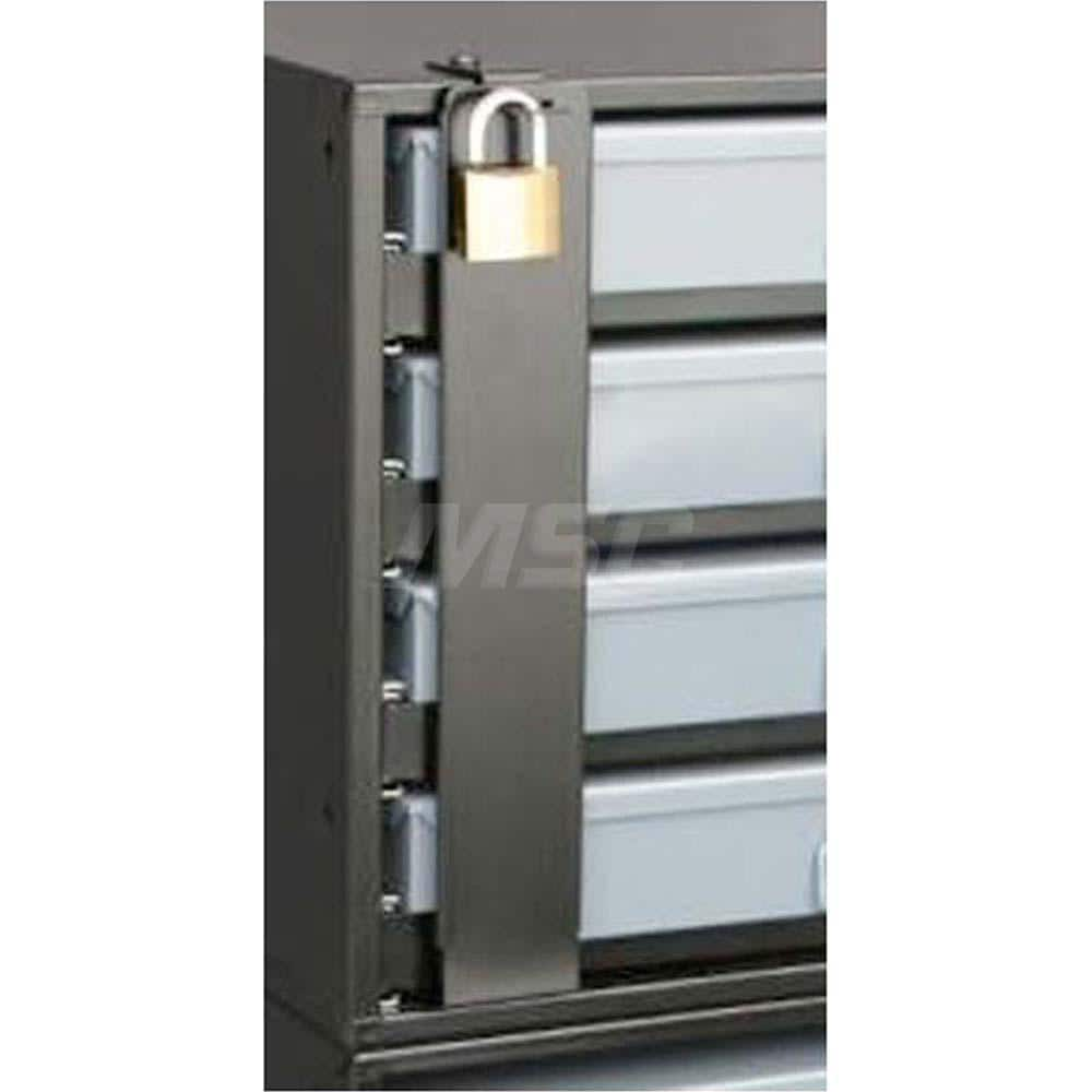 Platt & LaBonia - Cabinet Components & Accessories; Type: Lock Bar System ; For Use With: 4 Drawer Heavy-Duty & 4 Tier Racks; PL-BB-4; PL-BB-3; PL-BB-2; PL-4BB Cabinets ; Color: Black ; Material: Steel ; Width (Inch): 2-5/8 ; Depth (Inch): 1/2 - Exact Industrial Supply