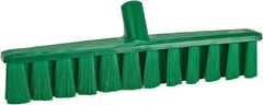 Vikan - 15.25" Fine Particle Polyester Push Broom - 1-7/8" Bristle Length, Plastic Block, European Threaded Handle Connection, Handle Sold Separately - Americas Tooling