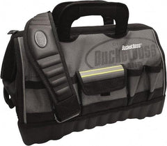 Bucket Boss - 14 Pocket Gray & Black Polyester Tool Bag - 18" Wide x 11" Deep x 13" High - Americas Tooling