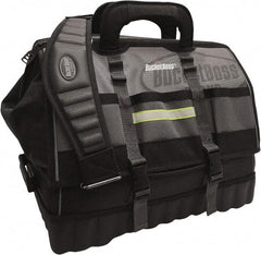 Bucket Boss - 18 Pocket Gray & Black Polyester Tool Bag - 18" Wide x 11" Deep x 16" High - Americas Tooling