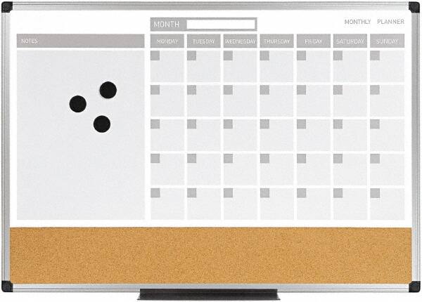 MasterVision - 18" High x 24" Wide Combination, Bulletin/Magnetic Dry Erase Calendar - Steel - Americas Tooling