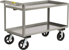 Little Giant - 2,000 Lb Capacity, 30" Wide x 65-1/2" Long x 30" High Shelf Cart - 2 Shelf, Steel, 2 Rigid/2 Swivel Casters - Americas Tooling