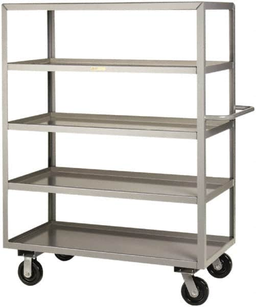 Little Giant - 3,600 Lb Capacity, 5 Shelf, Steel Shelf Truck - 53-1/2" Long x 30" Wide x 65" High, 6" Diam Phenolic Wheels - Americas Tooling