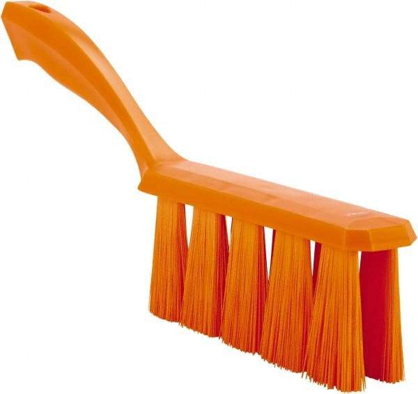 Vikan - 3.9" Bristle Length, Polyester Cleaning & Finishing Brush - 3" Long x 6-1/2" Wide Head, 13" OAL, Easy Grip Handle, Orange, Polypropylene Block - Americas Tooling