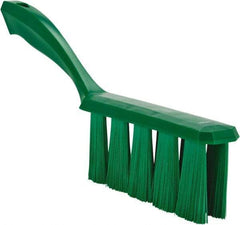 Vikan - 3.9" Bristle Length, Polyester Cleaning & Finishing Brush - 3" Long x 6-1/2" Wide Head, 13" OAL, Easy Grip Handle, Green, Polypropylene Block - Americas Tooling