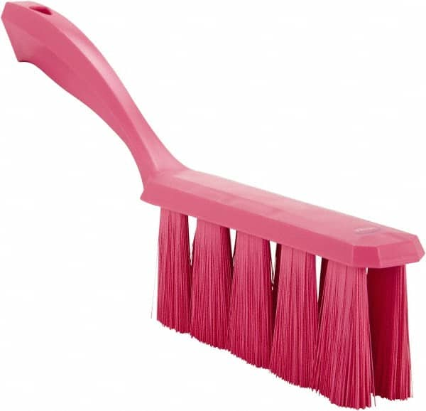 Vikan - 3.9" Bristle Length, Polyester Cleaning & Finishing Brush - 3" Long x 6-1/2" Wide Head, 13" OAL, Easy Grip Handle, Pink, Polypropylene Block - Americas Tooling