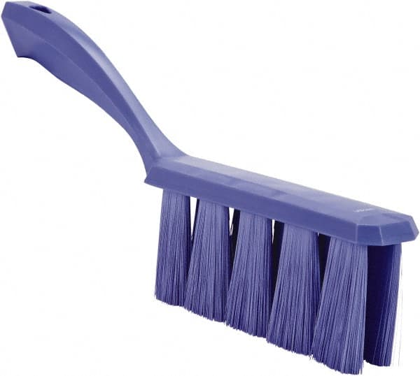 Vikan - 3.9" Bristle Length, Polyester Cleaning & Finishing Brush - 3" Long x 1-1/2" Wide Head, 13" OAL, Easy Grip Handle, Purple, Polypropylene Block - Americas Tooling