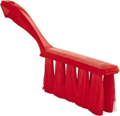 Vikan - 3.9" Bristle Length, Polyester Cleaning & Finishing Brush - 3" Long x 1-1/2" Wide Head, 13" OAL, Easy Grip Handle, Red, Polypropylene Block - Americas Tooling