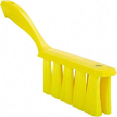 Vikan - 3.9" Bristle Length, Polyester Cleaning & Finishing Brush - 3" Long x 1-1/2" Wide Head, 13" OAL, Easy Grip Handle, Yellow, Polypropylene Block - Americas Tooling