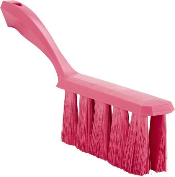 Vikan - 3.9" Bristle Length, Polyester Cleaning & Finishing Brush - 3" Long x 1-1/2" Wide Head, 13" OAL, Easy Grip Handle, Pink, Polypropylene Block - Americas Tooling