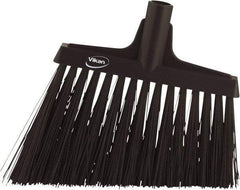 Vikan - 9-1/2" Wide, Black Polyester Bristles, Angled Broom - Water Resistant - Americas Tooling