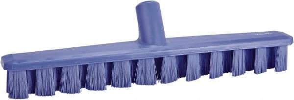 Vikan - 1-7/8" Bristle Length, Polyester Deck Scrub Brush - 1-7/8" Wide Head, 15-1/4" OAL, European Threaded Handle, Purple, Polypropylene Block - Americas Tooling