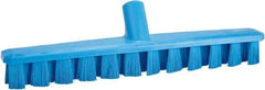 Vikan - 1-7/8" Bristle Length, Polyester Deck Scrub Brush - 1-7/8" Wide Head, 15-1/4" OAL, European Threaded Handle, Blue, Polypropylene Block - Americas Tooling