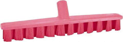 Vikan - 1-7/8" Bristle Length, Polyester Deck Scrub Brush - 1-7/8" Wide Head, 15-1/4" OAL, European Threaded Handle, Pink, Polypropylene Block - Americas Tooling