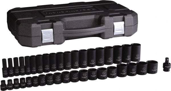 GearWrench - 39 Piece 1/2" Drive Black Finish Deep Well Impact Socket Set - 6 Points, 3/8" to 1-1/2" Range, Inch Measurement Standard - Americas Tooling