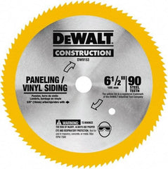 DeWALT - 6-1/2" Diam, 5/8" Arbor Hole Diam, 90 Tooth Wet & Dry Cut Saw Blade - Tungsten Carbide-Tipped, Fast Cutting Action, Diamond Arbor - Americas Tooling