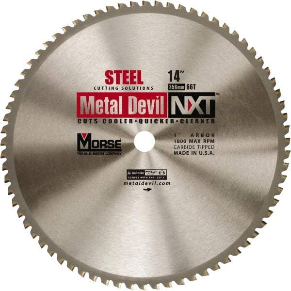 M.K. MORSE - 14" Diam, 1" Arbor Hole Diam, 66 Tooth Wet & Dry Cut Saw Blade - Steel, Standard Round Arbor - Americas Tooling