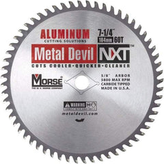 M.K. MORSE - 7-1/4" Diam, 5/8" Arbor Hole Diam, 60 Tooth Wet & Dry Cut Saw Blade - Steel, Standard Round Arbor - Americas Tooling