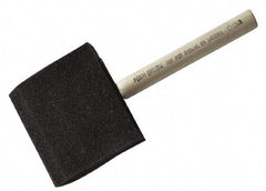 Made in USA - 4" Flat Foam Foam Paint Brush - 2-5/8" Bristle Length, 3-7/8" Wood Dowel Handle - Americas Tooling