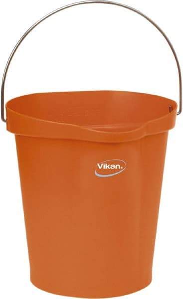 Vikan - 3 Gal, Polypropylene Round Orange Single Pail with Pour Spout - Handle Included - Americas Tooling