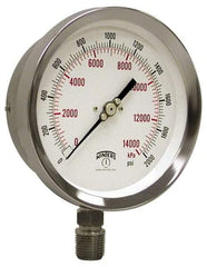 Winters - 4" Dial, 1/4 Thread, 0-400 Scale Range, Pressure Gauge - Lower Connection Mount, Accurate to 1% of Scale - Americas Tooling